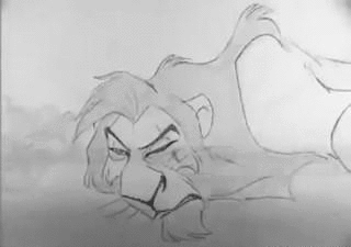 a 2D animation pencil test of a lion